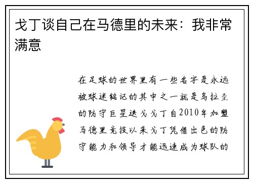 戈丁谈自己在马德里的未来：我非常满意