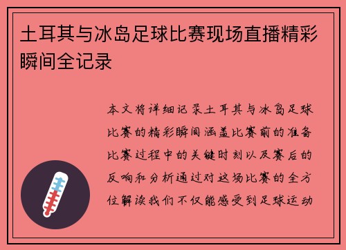 土耳其与冰岛足球比赛现场直播精彩瞬间全记录