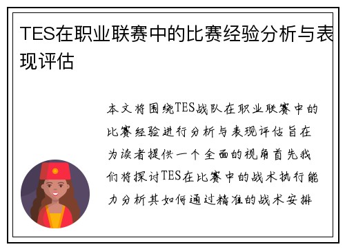 TES在职业联赛中的比赛经验分析与表现评估